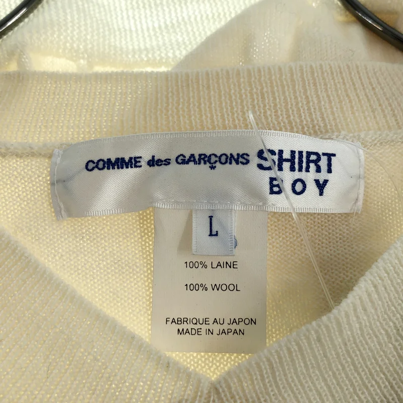 COMME des GARCONS SHIRT BOY / コムデギャルソンシャツボーイ | 2015AW | ウール ロゴ刺しゅう Vネックニット | L | メンズ
