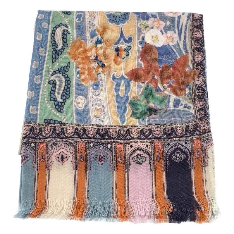 ETRO / エトロ | カシミヤ シルク フラワープリント ストール |