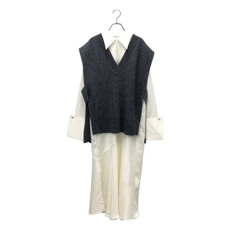 AMERI / アメリ | KNIT VEST SET SATIN DRESS ワンピース | M | レディース