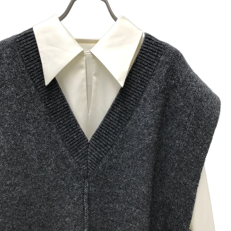 AMERI / アメリ | KNIT VEST SET SATIN DRESS ワンピース | M | レディース