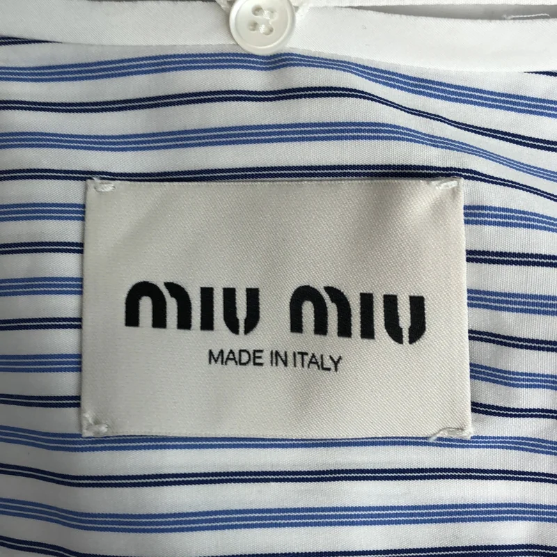 miu miu / ミュウミュウ | 2025 | コットン ポプリン プリーツ ストライプ 3WAY ワンピース | 36 | レディース