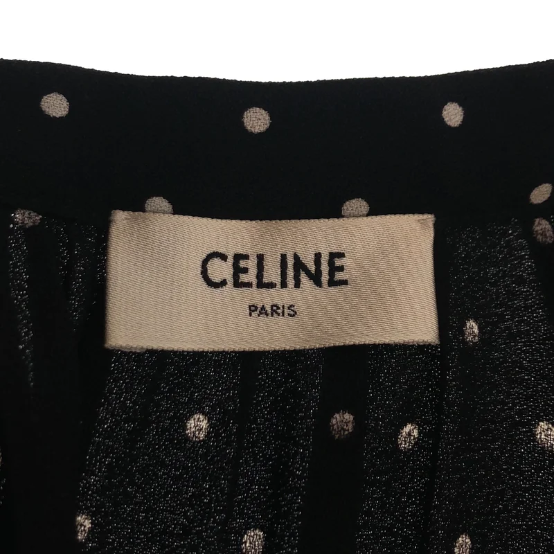 CELINE / セリーヌ | ドット シャツ ワンピース 2R091705D | 36 | レディース