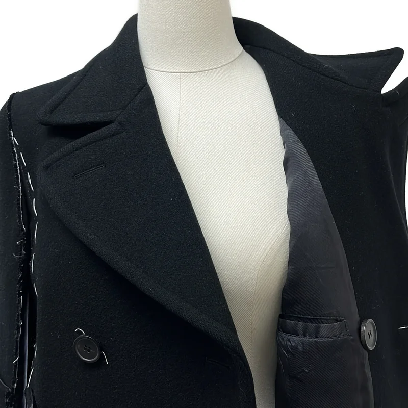 Maison Margiela / メゾンマルジェラ | 2019AW | ウール ステッチデザイン ベルテッドロングコート | 38 | レディース
