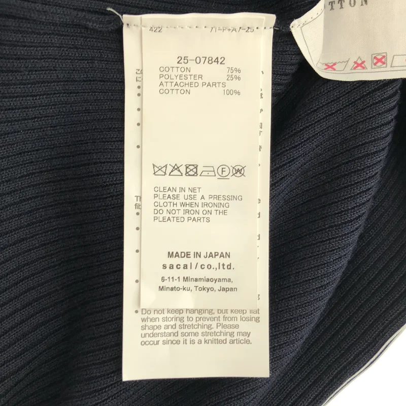 sacai / サカイ | ストライプ リブニット切替 プリーツ ティアード フリル ワンピース | 1 | レディース