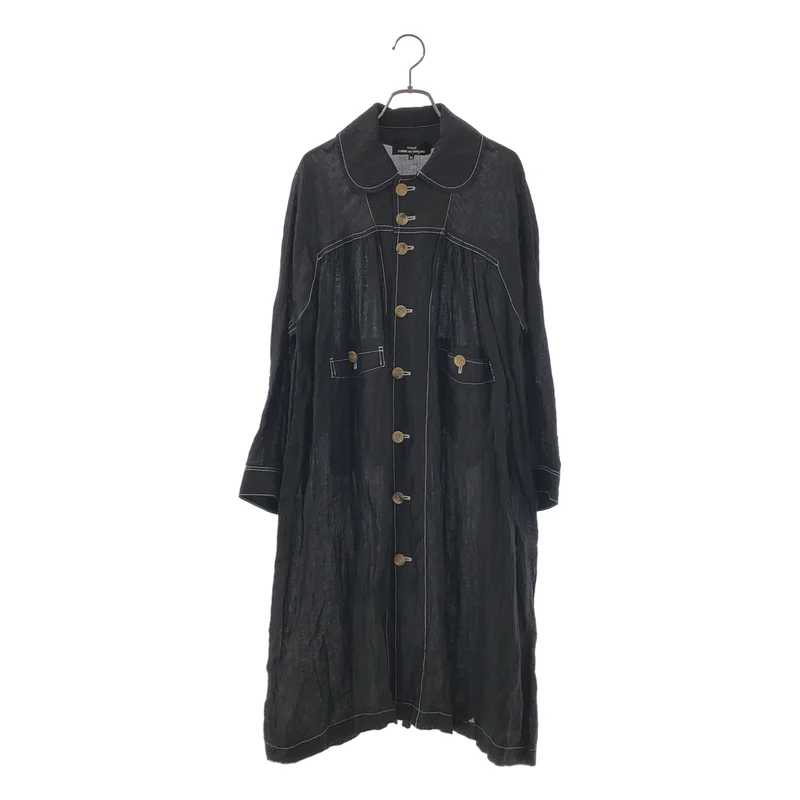 tricot COMME des GARCONS / トリココムデギャルソン | 2021SS | リネン ステッチデザイン ラウンドカラー ギャザーシャツワンピース | M | レディース
