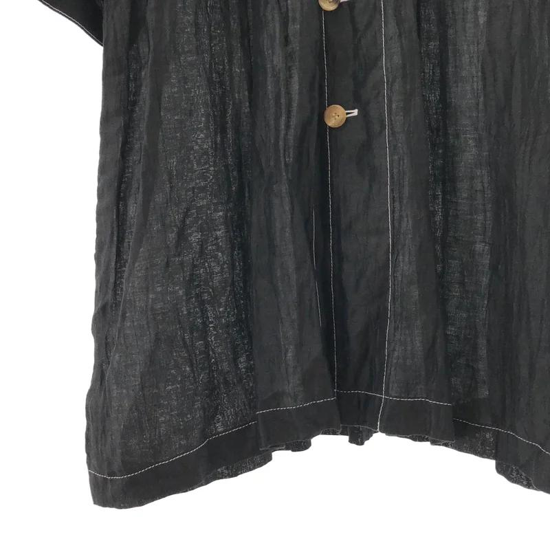 tricot COMME des GARCONS / トリココムデギャルソン | 2021SS | リネン ステッチデザイン ラウンドカラー ギャザーシャツワンピース | M | レディース
