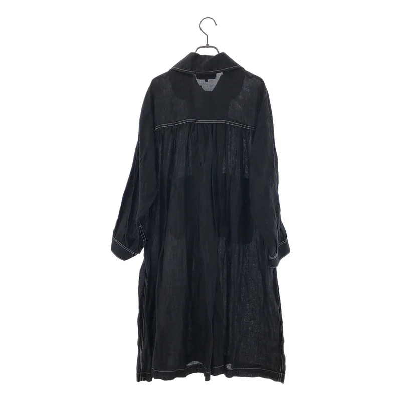 tricot COMME des GARCONS / トリココムデギャルソン | 2021SS | リネン ステッチデザイン ラウンドカラー ギャザーシャツワンピース | M | レディース
