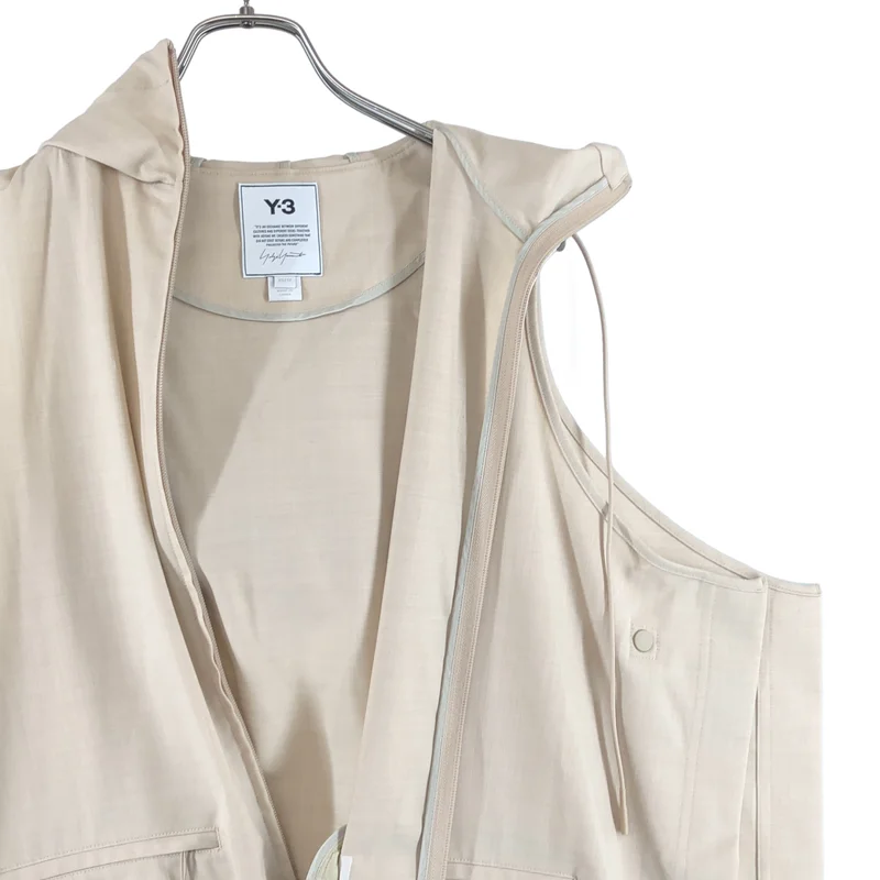 Y-3 / ワイスリー | SLEEVELESS ZIP-FASTENING JACKET / ウールストレッチ スリーブレス ジップアップジャケット | XS | レディース