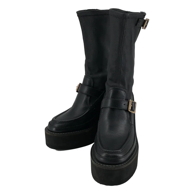 sacai / サカイ | leather buckled boots レザー バックルブーツ | 38 | レディース