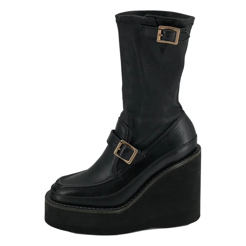 sacai / サカイ | leather buckled boots レザー バックルブーツ | 38 | レディース