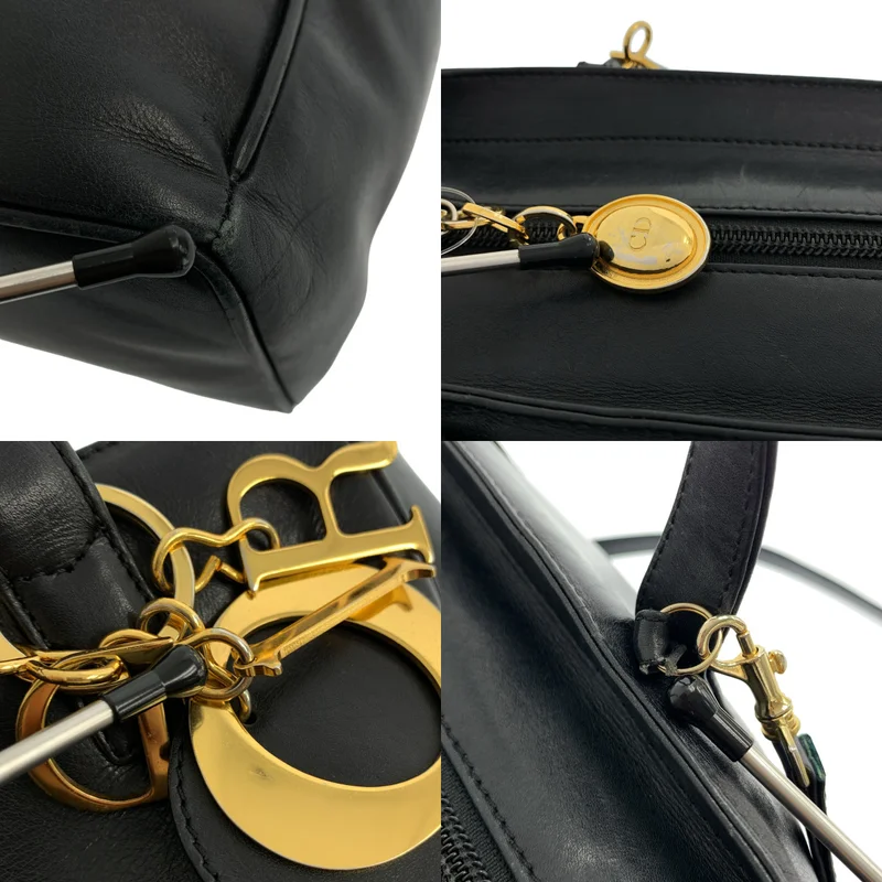 Christian Dior / クリスチャンディオール | レザー ロゴチャーム 2WAY ハンドバッグ |