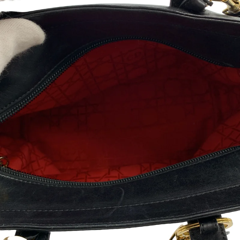 Christian Dior / クリスチャンディオール | レザー ロゴチャーム 2WAY ハンドバッグ |