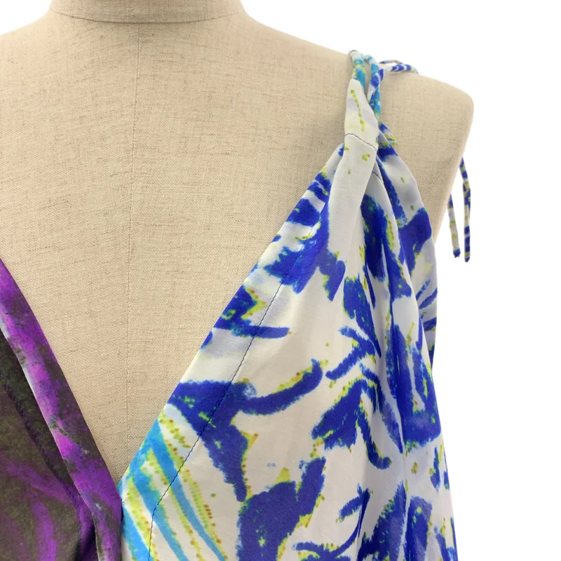 ISSEY MIYAKE / イッセイミヤケ | 総柄 変形 オーバーシルエット レースアップ ドレス ワンピース | 2 | レディース