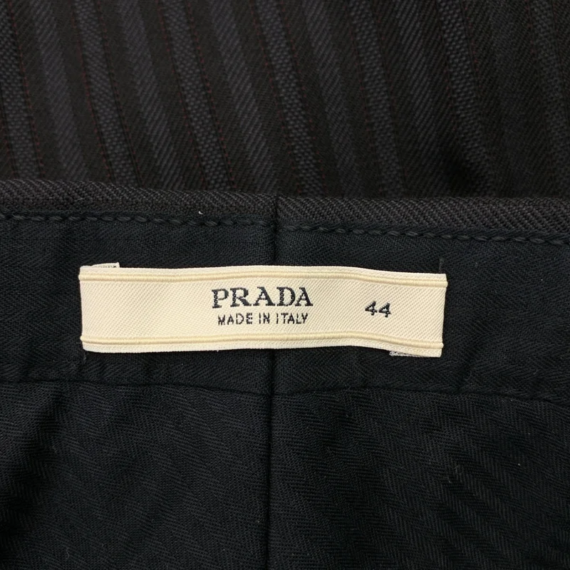 PRADA / プラダ | ストライプ ベルテッドスラックス パンツ | 44 | レディース