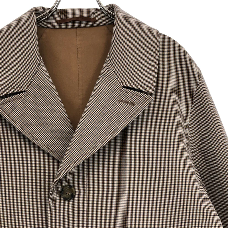 Loro Piana / ロロピアーナ | コットン シルク混 チェック ステンカラーコート | S | レディース