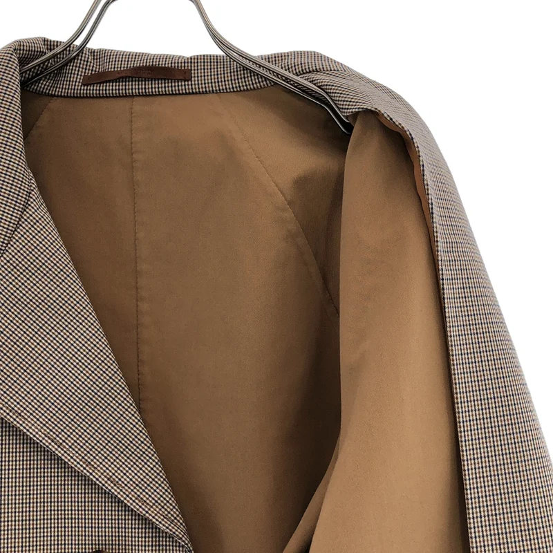 Loro Piana / ロロピアーナ | コットン シルク混 チェック ステンカラーコート | S | レディース