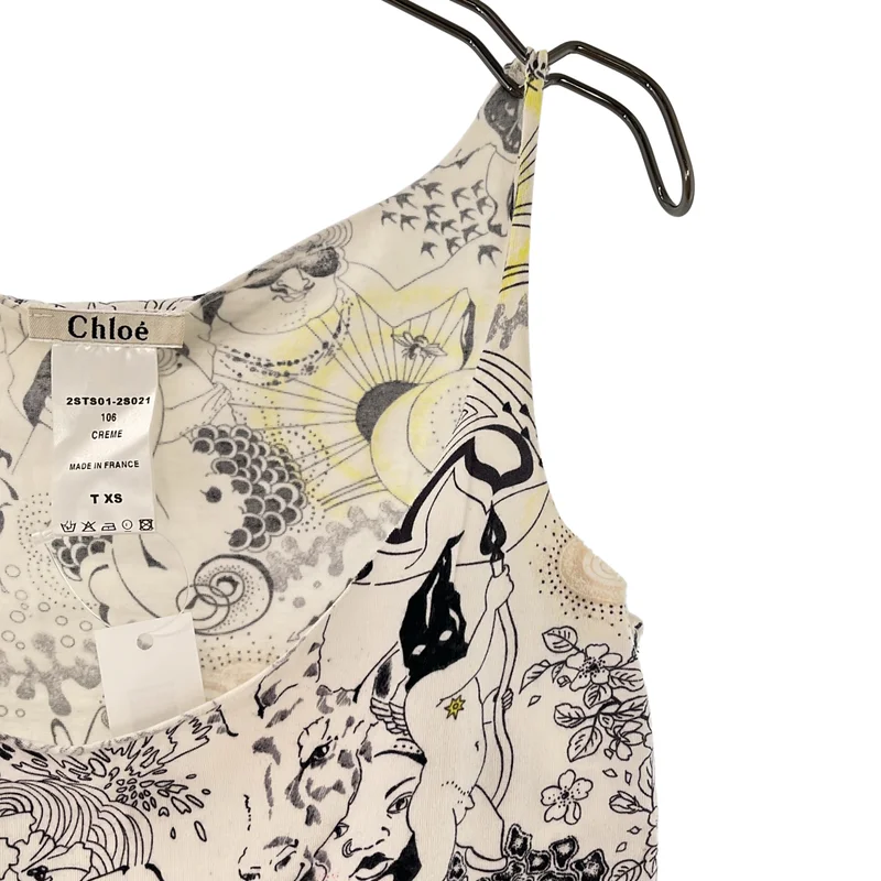 Chloe / クロエ | コットン プリント カットオフ タンクトップ | XS | レディース