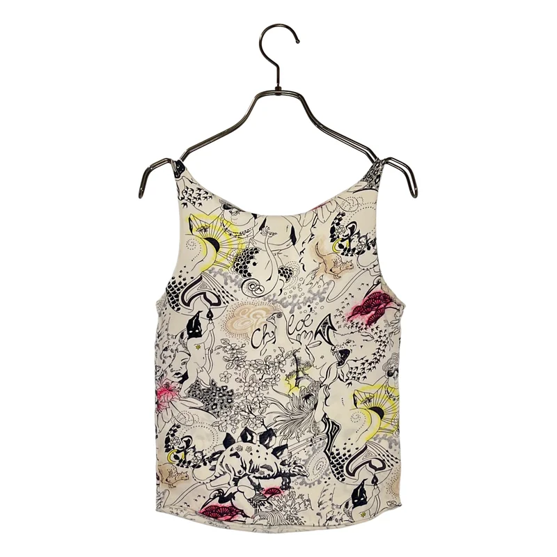 Chloe / クロエ | コットン プリント カットオフ タンクトップ | XS | レディース