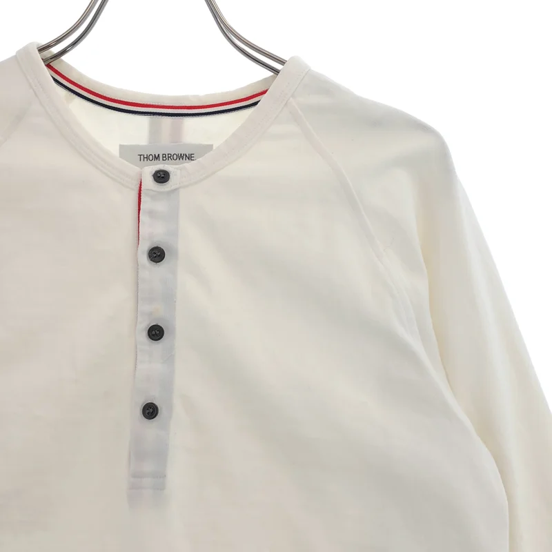 THOM BROWNE / トムブラウン | ヘンリーネック ラグランスリーブTシャツ | 0 | レディース