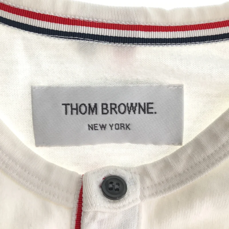 THOM BROWNE / トムブラウン | ヘンリーネック ラグランスリーブTシャツ | 0 | レディース