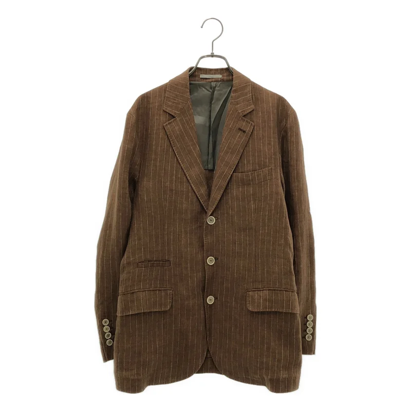 BRUNELLO CUCINELLI / ブルネロクチネリ | リネン ストライプ テーラードジャケット | 44 | メンズ