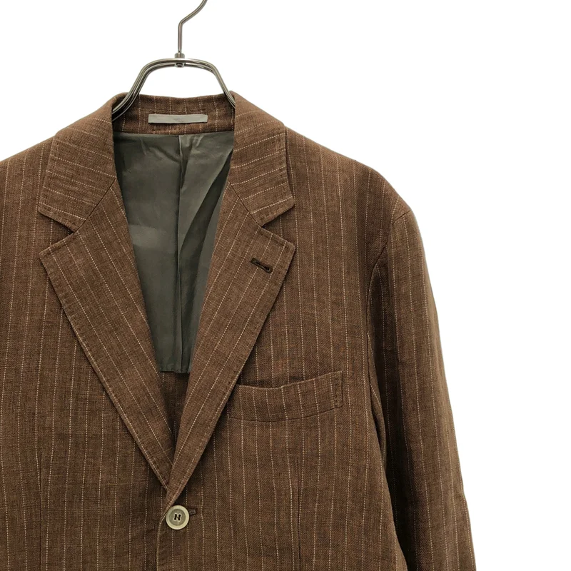 BRUNELLO CUCINELLI / ブルネロクチネリ | リネン ストライプ テーラードジャケット | 44 | メンズ