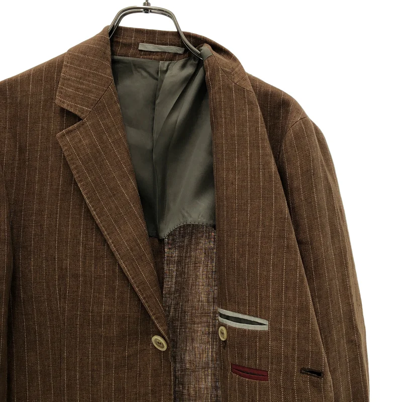 BRUNELLO CUCINELLI / ブルネロクチネリ | リネン ストライプ テーラードジャケット | 44 | メンズ