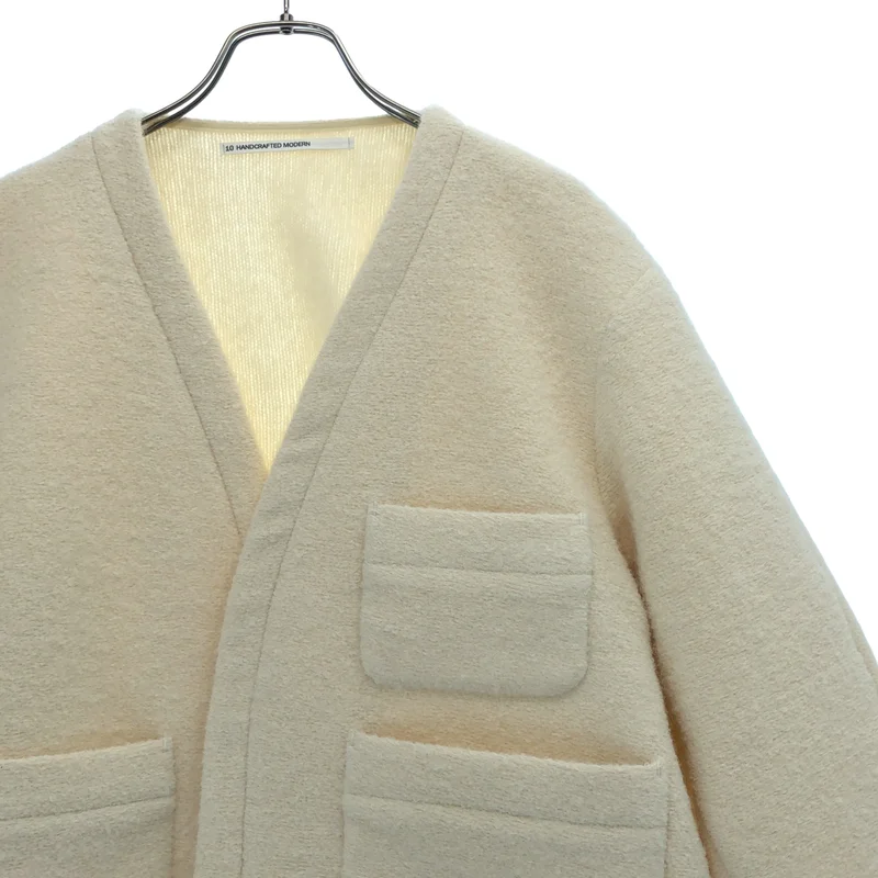 TENNE HANDCRAFTED MODERN / テンハンドクラフテッドモダン | WEAVE AND KNIT NO COLLAR JACKET アンゴラ ノーカラージャケット | F | レディース