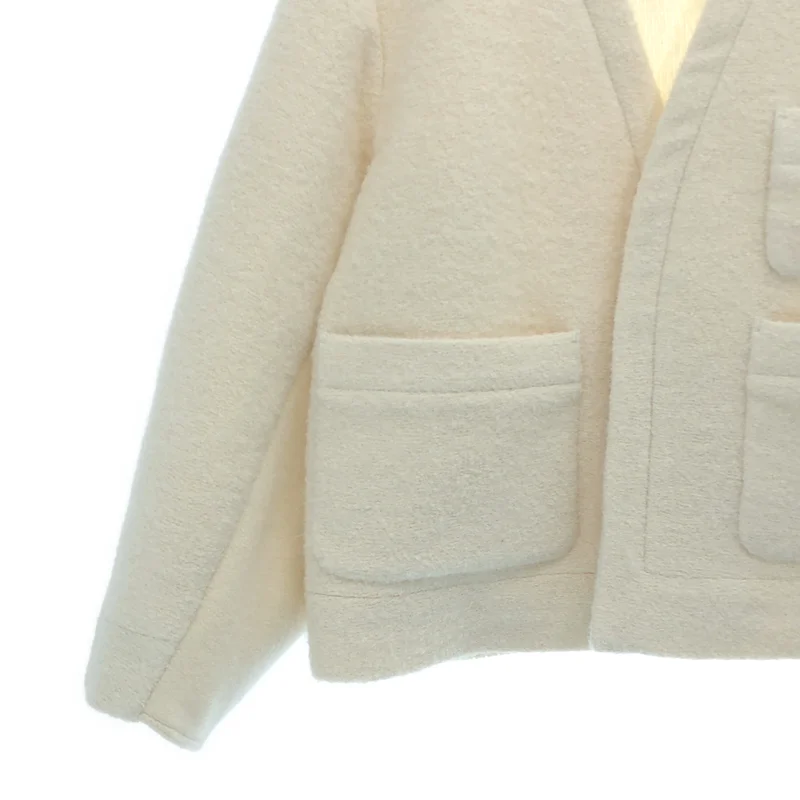 TENNE HANDCRAFTED MODERN / テンハンドクラフテッドモダン | WEAVE AND KNIT NO COLLAR JACKET アンゴラ ノーカラージャケット | F | レディース