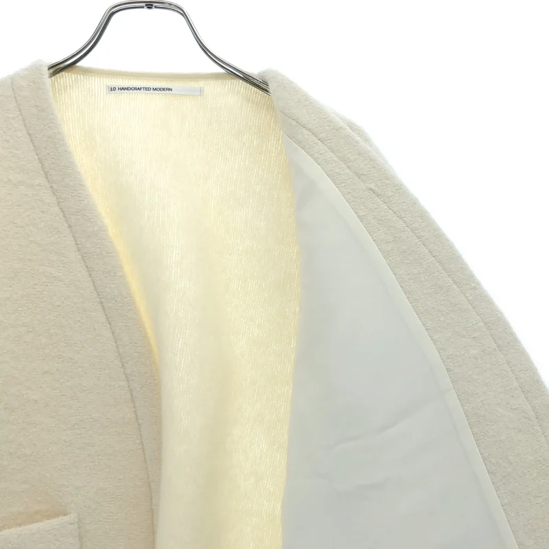 TENNE HANDCRAFTED MODERN / テンハンドクラフテッドモダン | WEAVE AND KNIT NO COLLAR JACKET アンゴラ ノーカラージャケット | F | レディース