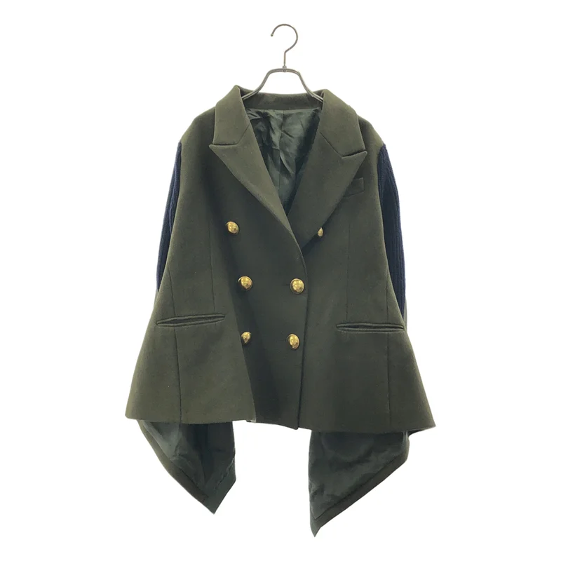 sacai / サカイ | ニット 切替 変形 ピーコート | 1 | レディース