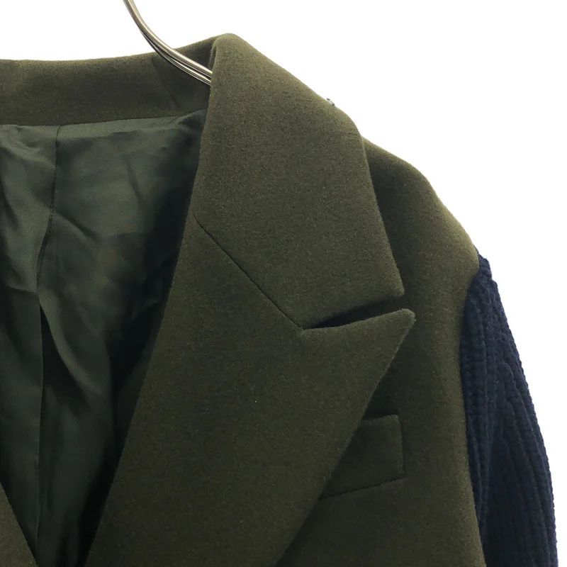 sacai / サカイ | ニット 切替 変形 ピーコート | 1 | レディース