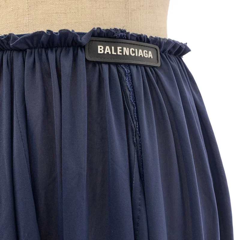 BALENCIAGA / バレンシアガ | ウエストロゴ レースドッキング ロングスカート | 34 | レディース