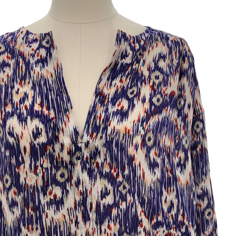 ISABEL MARANT ETOILE / イザベルマランエトワール | シルク 総柄 Vネック ブラウス | 34 | レディース