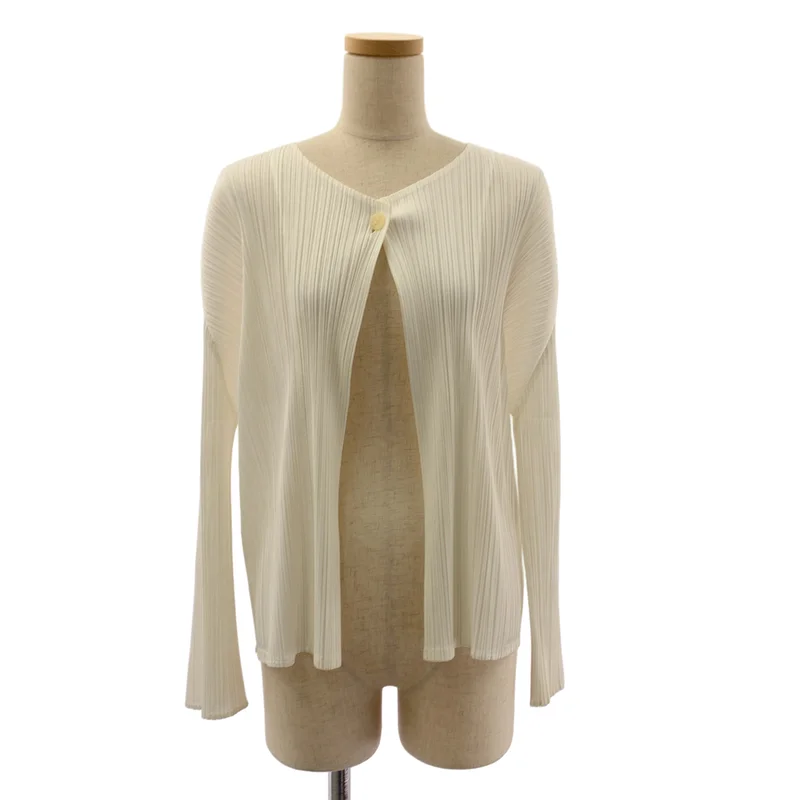 PLEATS PLEASE ISSEY MIYAKE / プリーツプリーズイッセイミヤケ | ボタンレス ノーカラー カーディガン | 4 | レディース