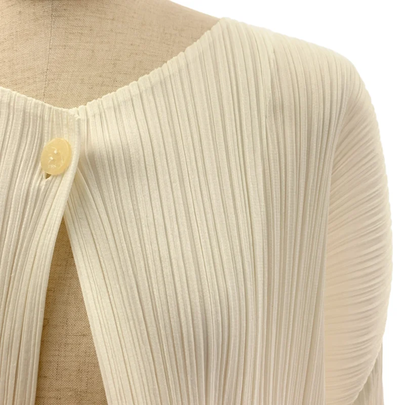 PLEATS PLEASE ISSEY MIYAKE / プリーツプリーズイッセイミヤケ | ボタンレス ノーカラー カーディガン | 4 | レディース