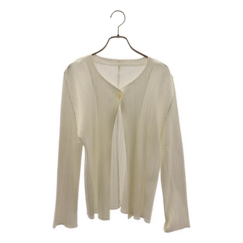 PLEATS PLEASE ISSEY MIYAKE / プリーツプリーズイッセイミヤケ | ボタンレス ノーカラー カーディガン | 4 | レディース