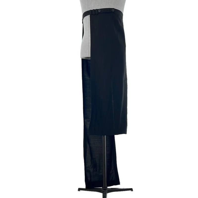 YOHJI YAMAMOTO POUR HOMME / ヨウジヤマモトプールオム | 2024SS | W/RY HARD TWISTED GABARDINE U-TIED HEM WRAP SKIRT / 変形 ラップ 巻きスカート | 3 | メンズ
