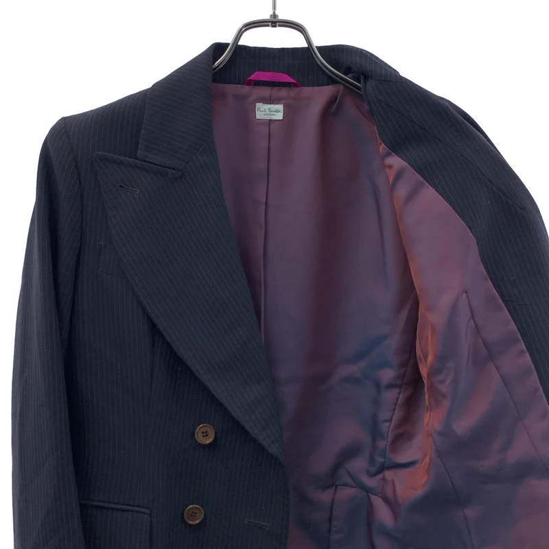 Paul Smith / ポールスミス | ウールストレッチ ストライプ ダブルブレスト テーラードジャケット | 42 | レディース