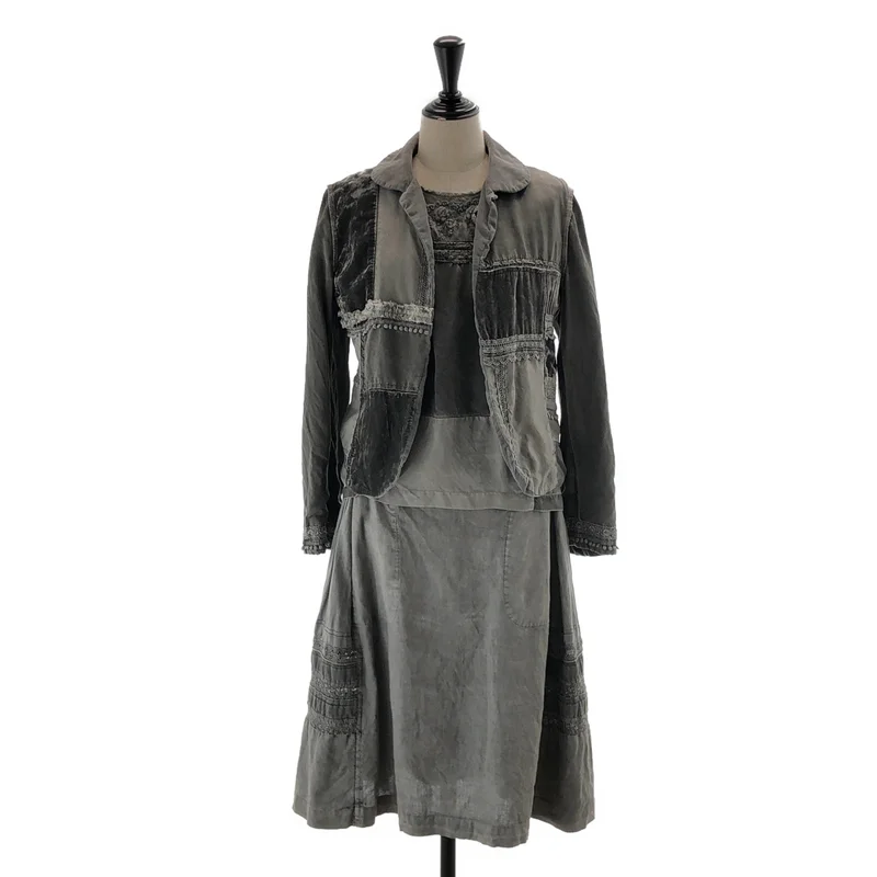 tricot COMME des GARCONS / トリココムデギャルソン | 2006SS | セットアップ / 異素材切替 パッチワーク ジャケット / ブラウス / リバーシブル スカート | S | レディース