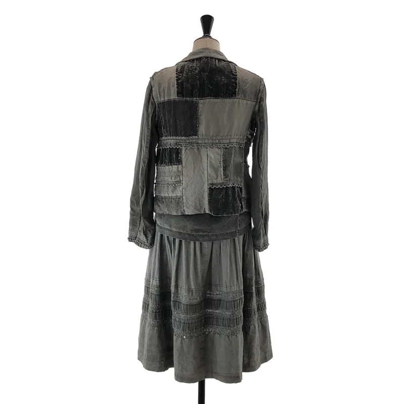 tricot COMME des GARCONS / トリココムデギャルソン | 2006SS | セットアップ / 異素材切替 パッチワーク ジャケット / ブラウス / リバーシブル スカート | S | レディース