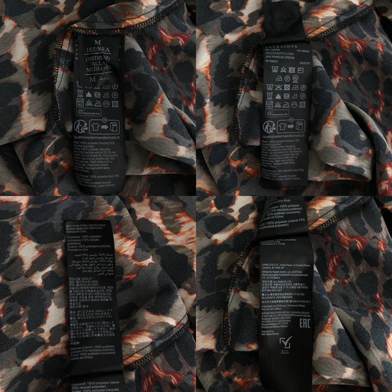 ALLSAINTS / オールセインツ | 2025AW | JAX PARDUS DRESS / セットアップ / レオパード プリーツ キャミワンピース / ウールストレッチ クルーネックニット | M | レディース