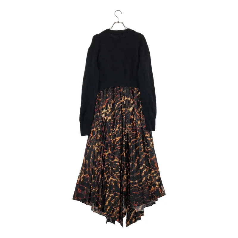 ALLSAINTS / オールセインツ | 2025AW | JAX PARDUS DRESS / セットアップ / レオパード プリーツ キャミワンピース / ウールストレッチ クルーネックニット | M | レディース