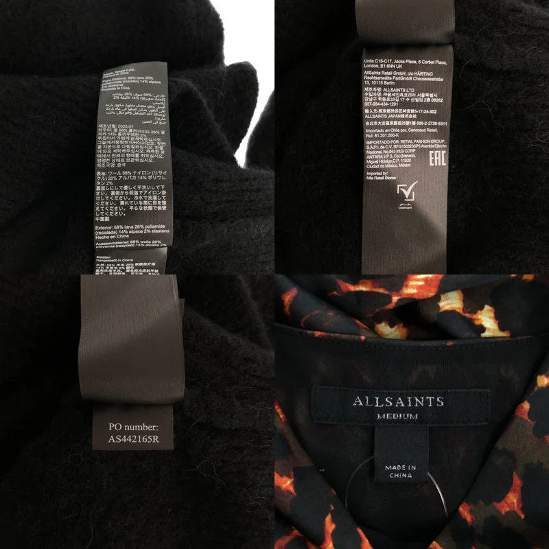 ALLSAINTS / オールセインツ | 2025AW | JAX PARDUS DRESS / セットアップ / レオパード プリーツ キャミワンピース / ウールストレッチ クルーネックニット | M | レディース