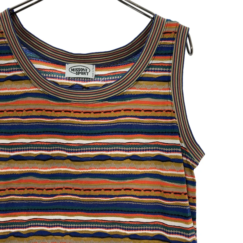 MISSONI / ミッソーニ | コットン マルチボーダー ノースリーブワンピース | 40 | レディース