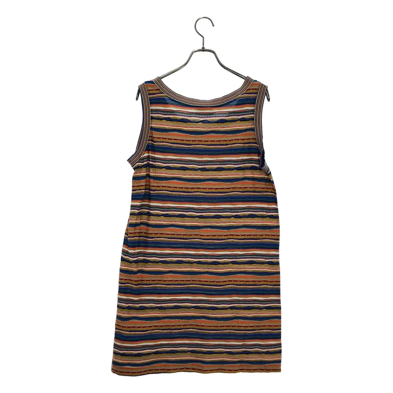 MISSONI / ミッソーニ | コットン マルチボーダー ノースリーブワンピース | 40 | レディース