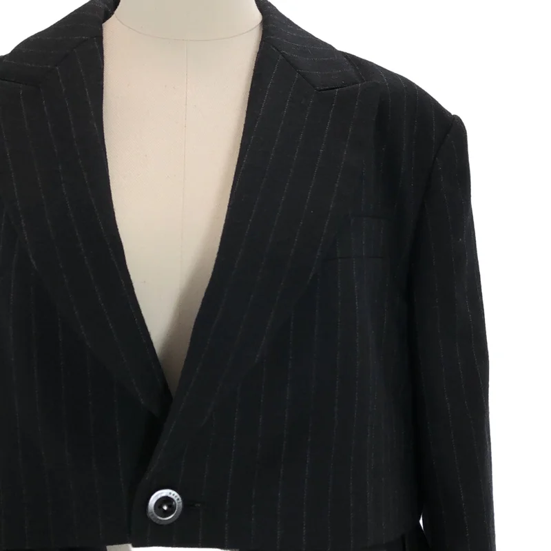 sacai / サカイ | 2023AW | CHALK STRIPE JACKET / ウール チョークストライプ ショートテーラードジャケット | 1 | レディース