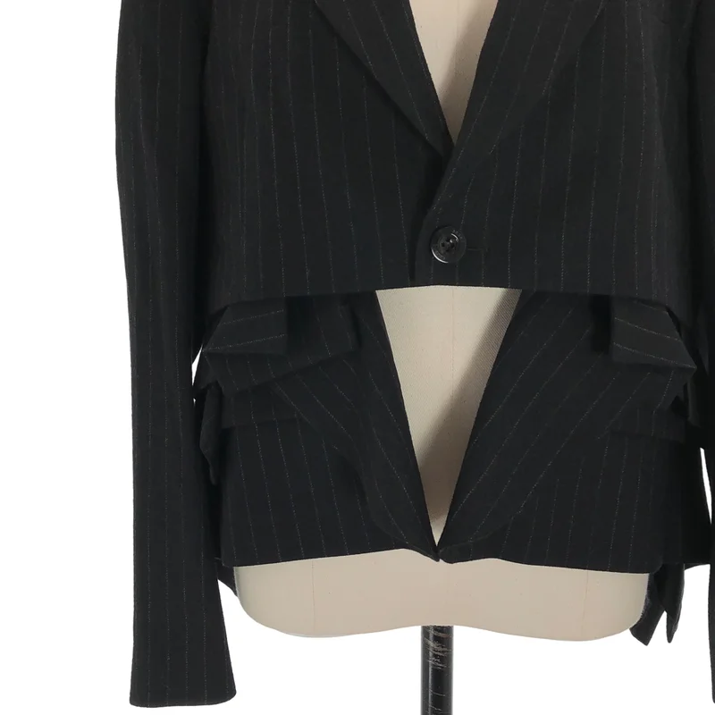 sacai / サカイ | 2023AW | CHALK STRIPE JACKET / ウール チョークストライプ ショートテーラードジャケット | 1 | レディース