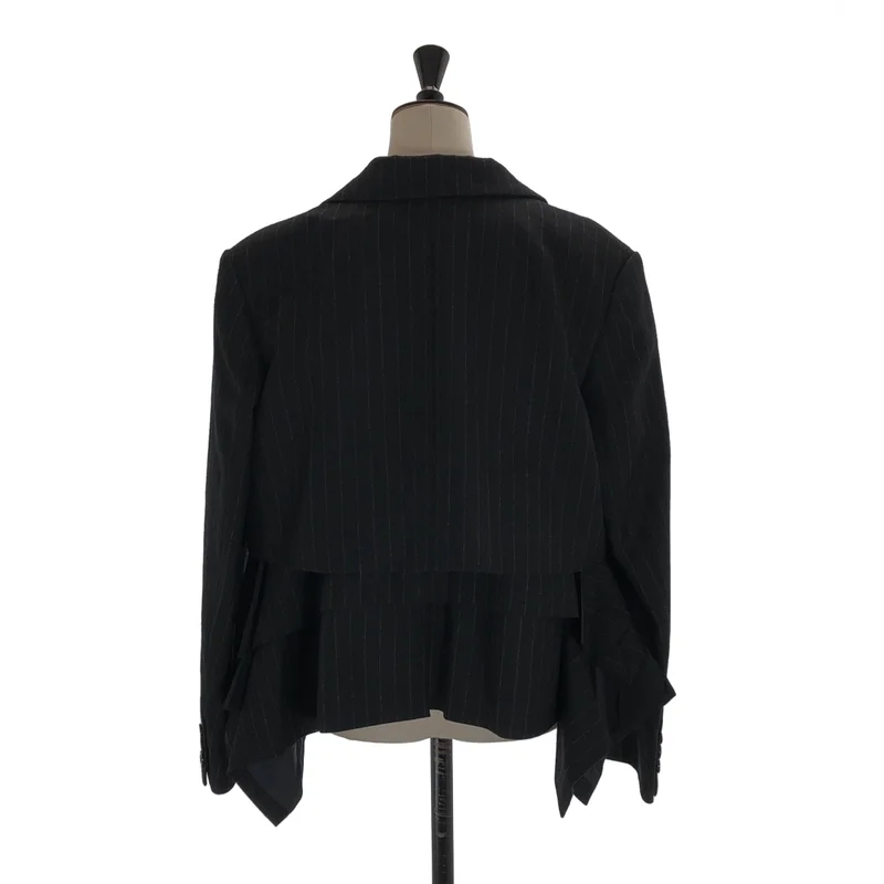 sacai / サカイ | 2023AW | CHALK STRIPE JACKET / ウール チョークストライプ ショートテーラードジャケット | 1 | レディース
