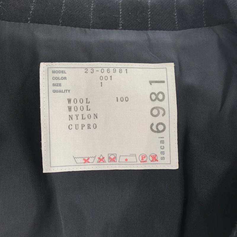 sacai / サカイ | 2023AW | CHALK STRIPE JACKET / ウール チョークストライプ ショートテーラードジャケット | 1 | レディース